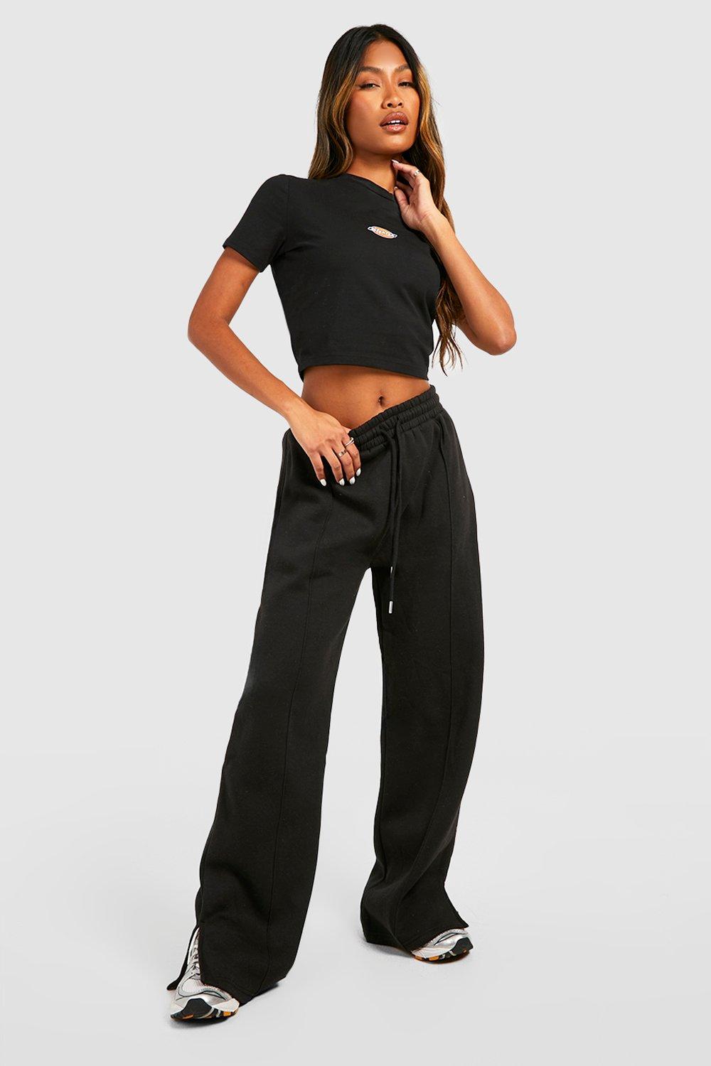 Petite black leather discount joggers