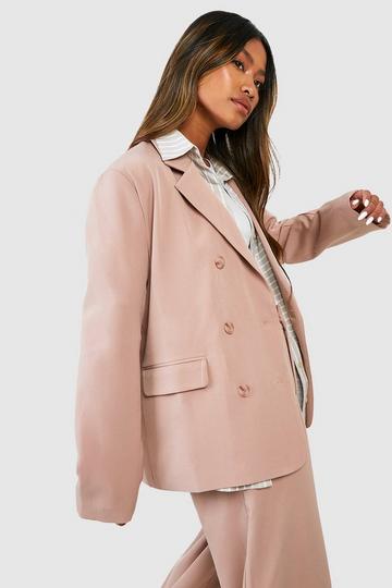 Camel Beige Oversized Double Breasted Tailored Blazer