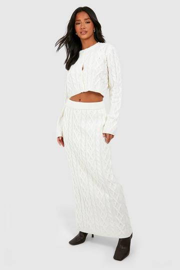 Petite Cable Knit Maxi Skirt cream