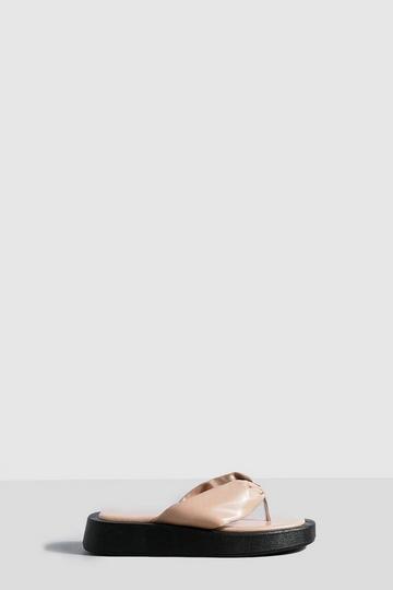 Wide Fit Padded Toe Post Flip Flop nude