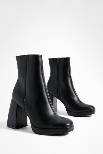 Block Heel Shoe Platform Boots black