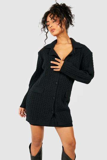 Soft Cable Knit Blazer black