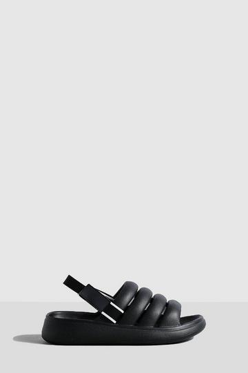 Black Chunky Slingback Padded Sandals