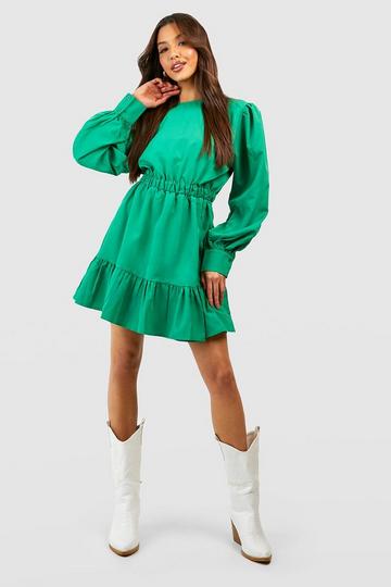 Green Poplin Smock Dress