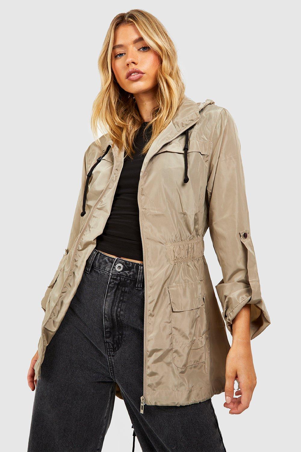 Boohoo rubberised hot sale rain mac