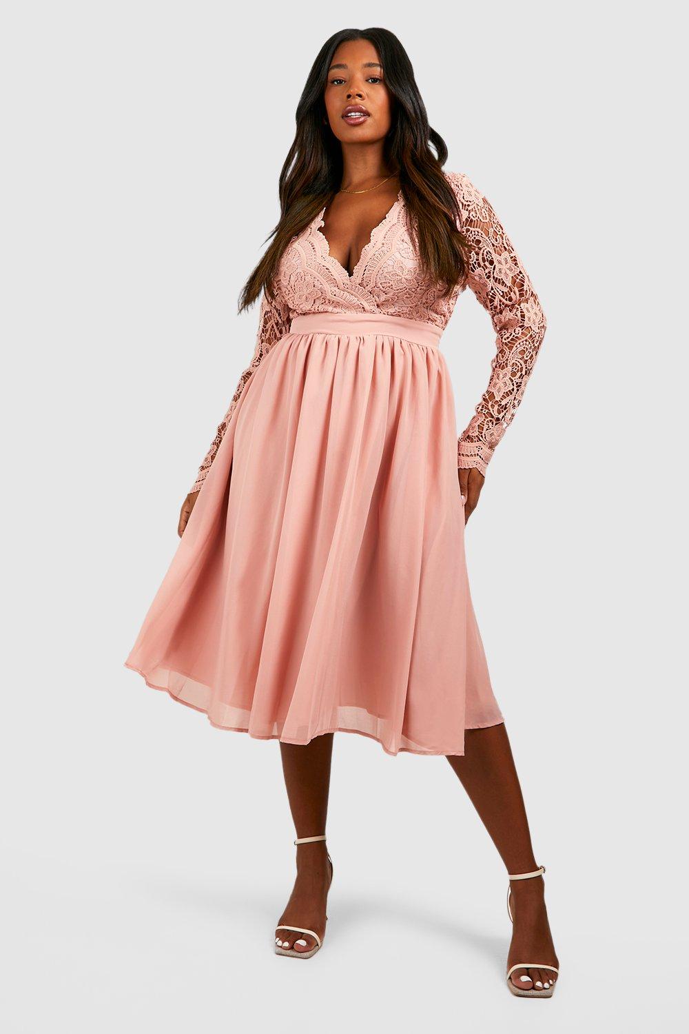 Plus size blush cocktail on sale dress