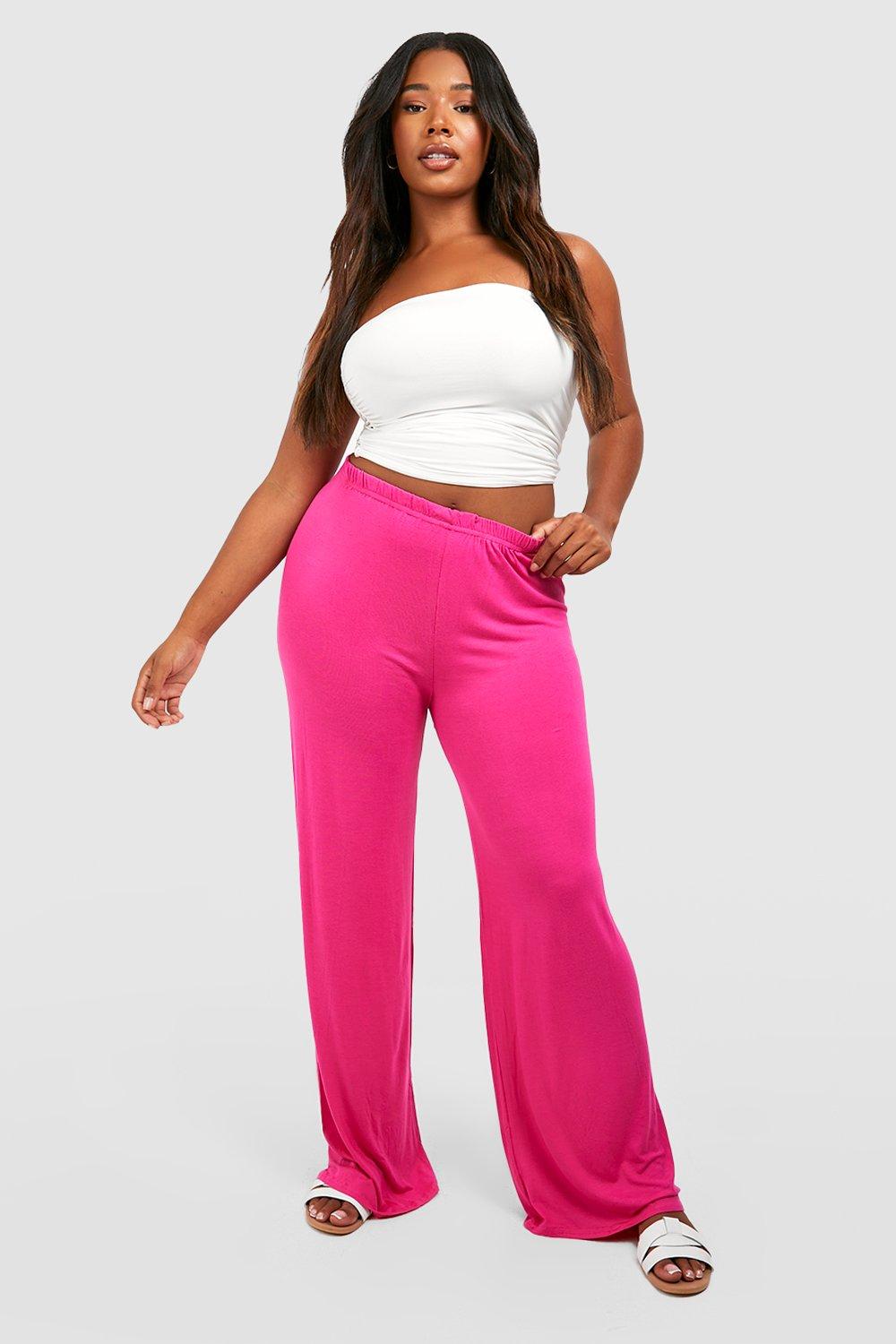 Wide Leg Jersey Trousers | boohoo UK