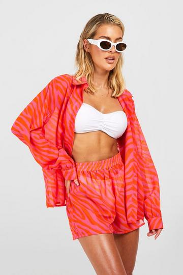 Zebra Shirt & Short Beach Co-ord pink