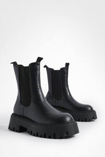 Black Super Chunky Chelsea Boots