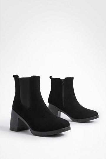 Black Low Heel Chelsea Boots