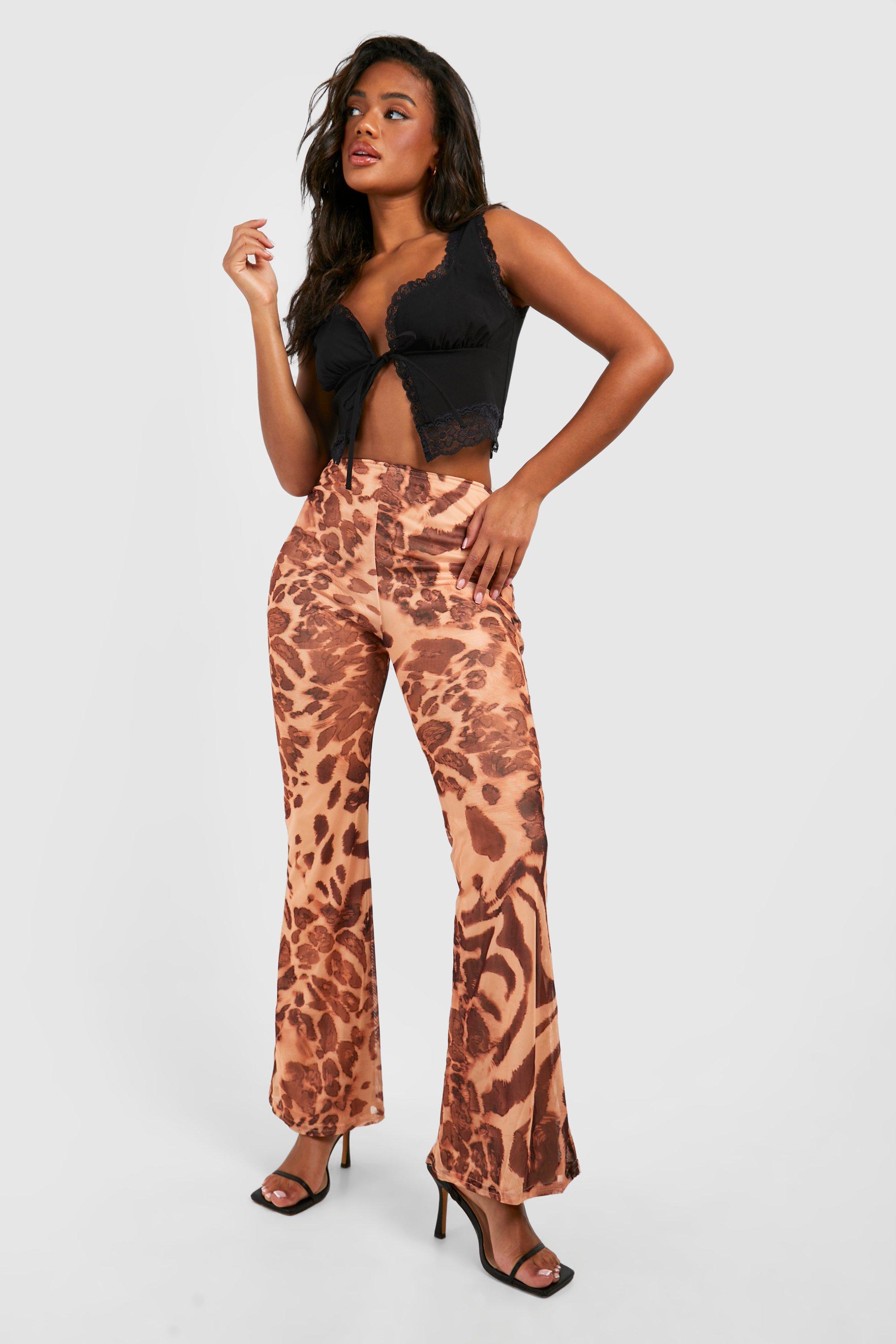 Buy Boohoo Sequined Damask High Waist Flared Trousers In Gold | 6thStreet  Oman
