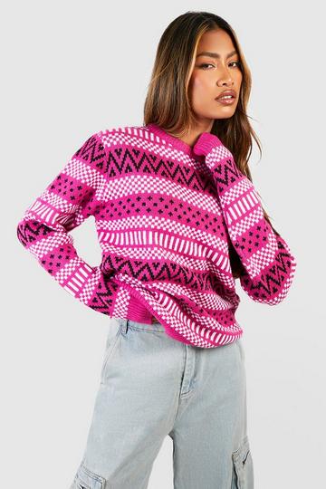 Pink Vintage Fairisle Christmas Sweater