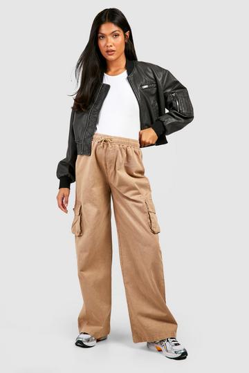 Maternity Wide Leg Jersey Knit Relaxed Cargo Pants