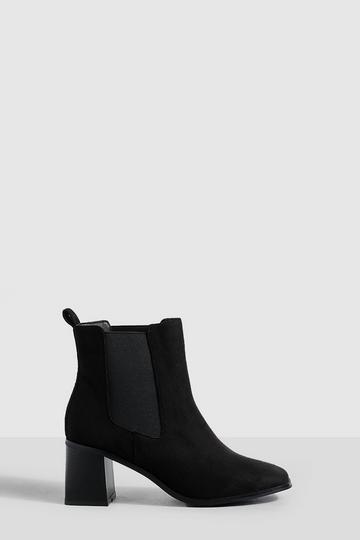 Black Wide Width Tab Detail Ankle Boots
