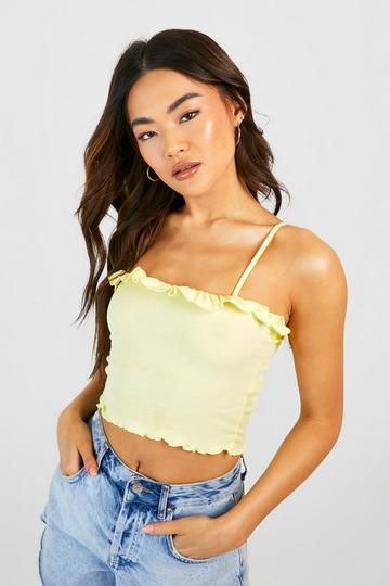 Ribbed Front Knot Detail Top Yellow