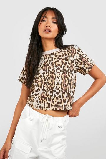 Multi Boxy Leopard Cropped T-shirt