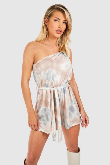 Green Marble One Shoulder Playsuit