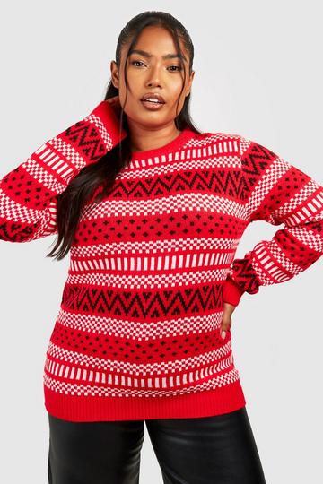 Plus Fairisle Christmas Jumper red