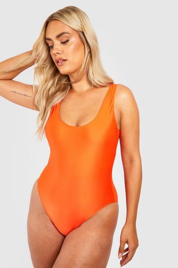 Plus Basic Scoop Neck Swimsuit orange