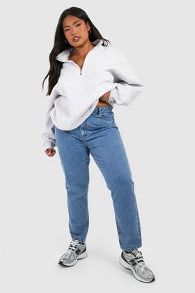 Blue High Waist Rigid Mom Jeans