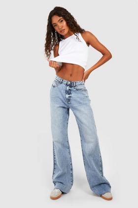 Womens Metallic Cargo Shiny Jeans High Waisted Wide Leg Baggy Jean
