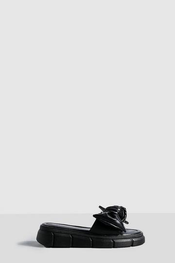 Black Bow Detail Flatform Sandals