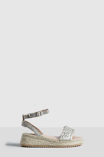 Silver Raffia Espadrille Sandals