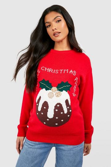 Maternity My Christmas Pudding Jumper red