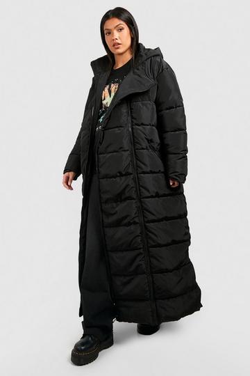 Black Maternity Pre & Postpartum 3 In 1 Maxi Puffer Coat