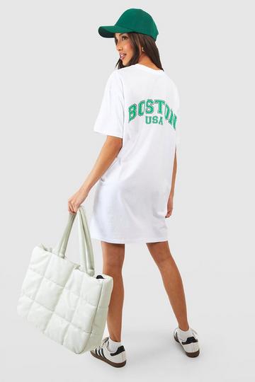 White Boston Oversized T-shirt Dress