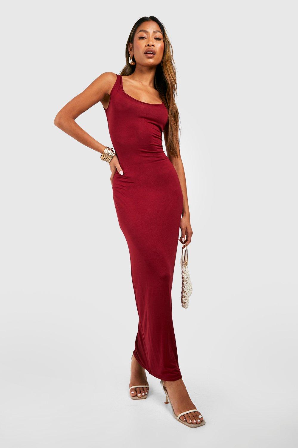 Missguided satin maxi dress with twist front and hotsell split in burgundy