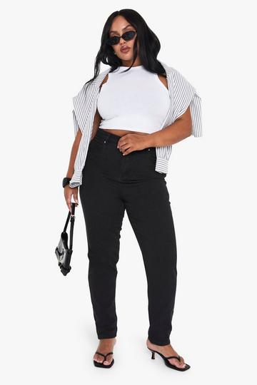 Black Plus High Waist Mom Jeans