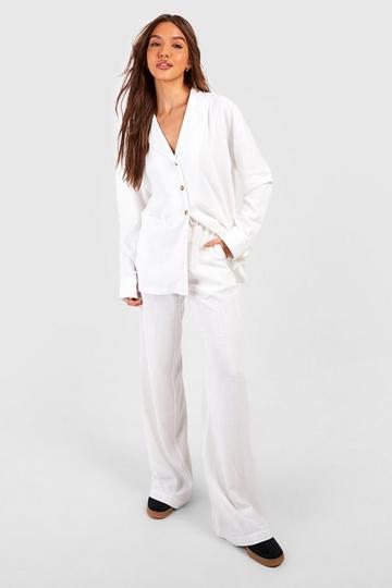 Linen Mix Relaxed Fit Long Sleeve Shirt ivory
