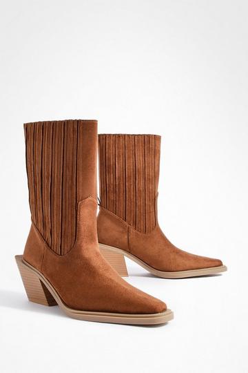 Tan Brown Extended Rand Low Western Boots