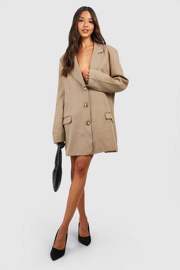 Oversized Single Breasted Check Blazer Dress brown