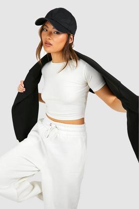 Women's White Plus Recycled Slinky Rib Tie Co Ord Top