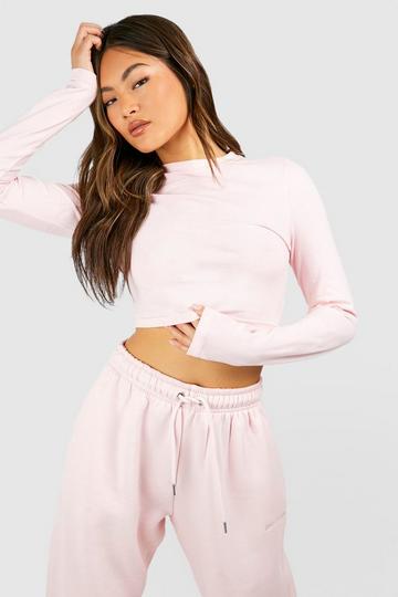Pink Long Sleeve Fitted Top