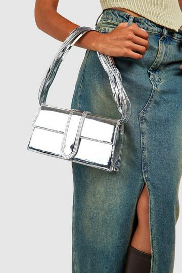 Silver Multi Strap Metallic Shoulder Bag
