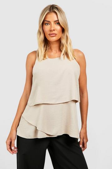 Hammered Layered Blouse taupe