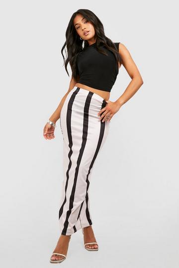 Petite Stripe Printed Slip Maxi Skirt ecru