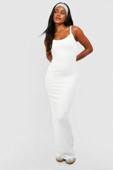 Strappy Rib Maxi Dress white
