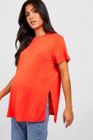 Orange Maternity Side Split T-shirt