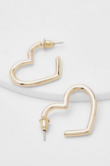 Simple Heart Hoop Earrings gold