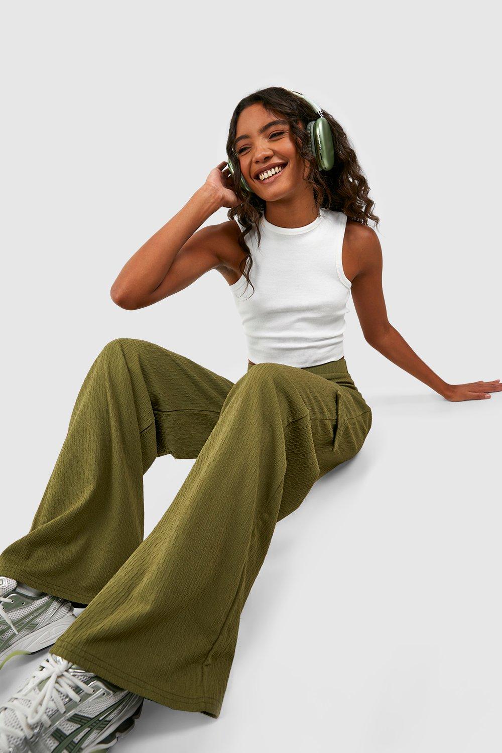 Maeve The Naomi Wide-Leg Flare Pants Green - ShopStyle