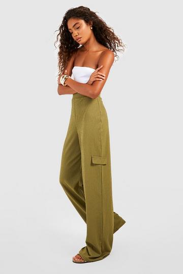 Tall Textured Cargo Tailored Wide Leg Trousers stone