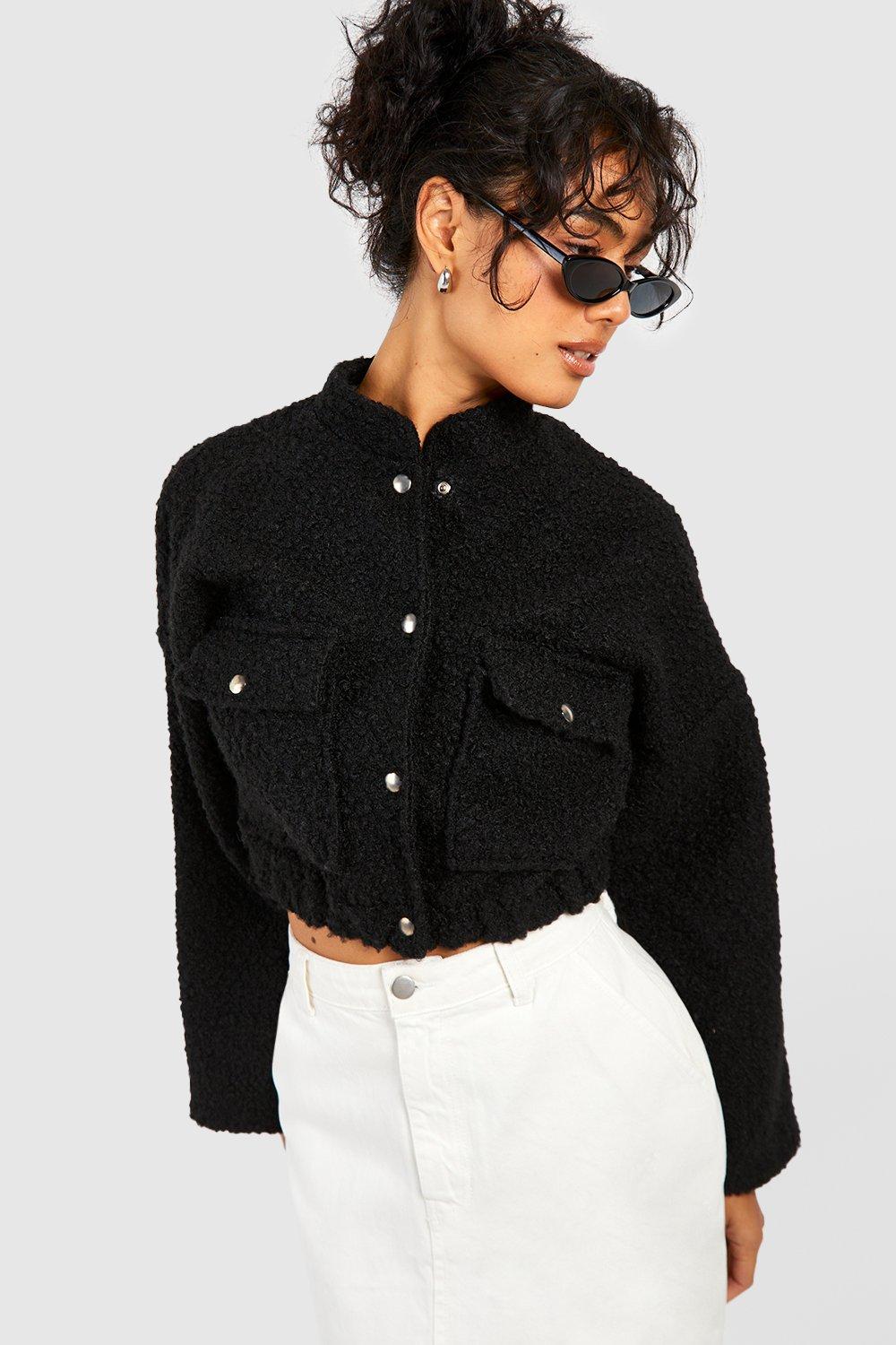 Black cropped cord oversized trucker outlet jacket