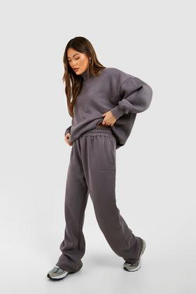 Women's Grey Oversized Embroidered Woman Joggers