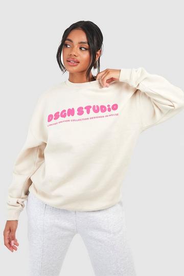 Dsgn Studio Bubble Slogan Sweatshirt stone
