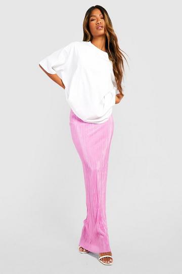 Pink Plisse Maxi Skirt