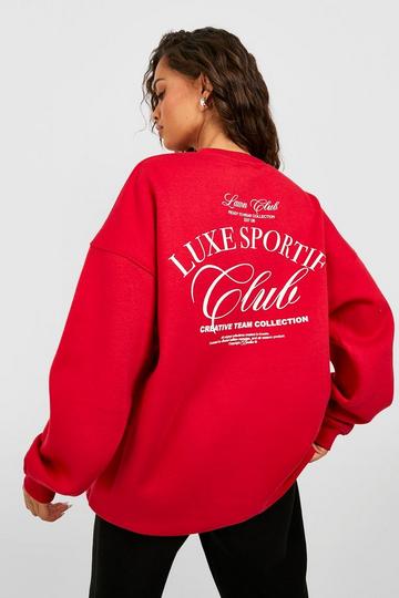 Sports Club Slogan Printed Sweatshirt red